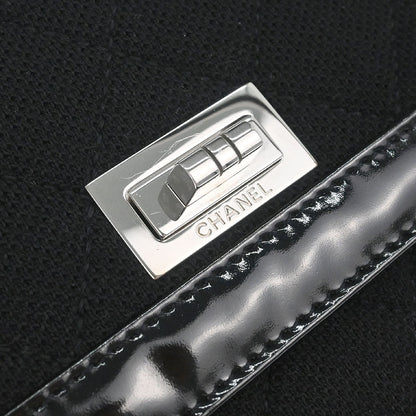 Chanel 2000-2002 Black Canvas Patent Leather Mademoiselle Lock Shoulder Bag