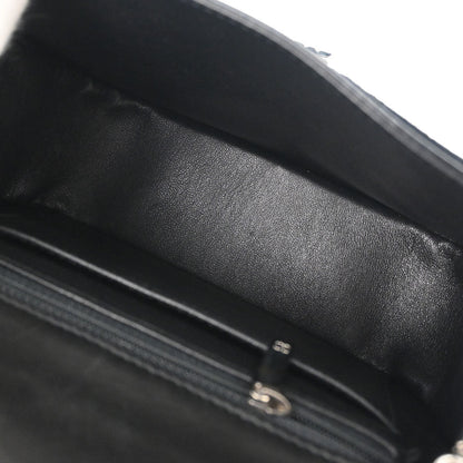 Chanel 2000-2002 Black Canvas Patent Leather Mademoiselle Lock Shoulder Bag