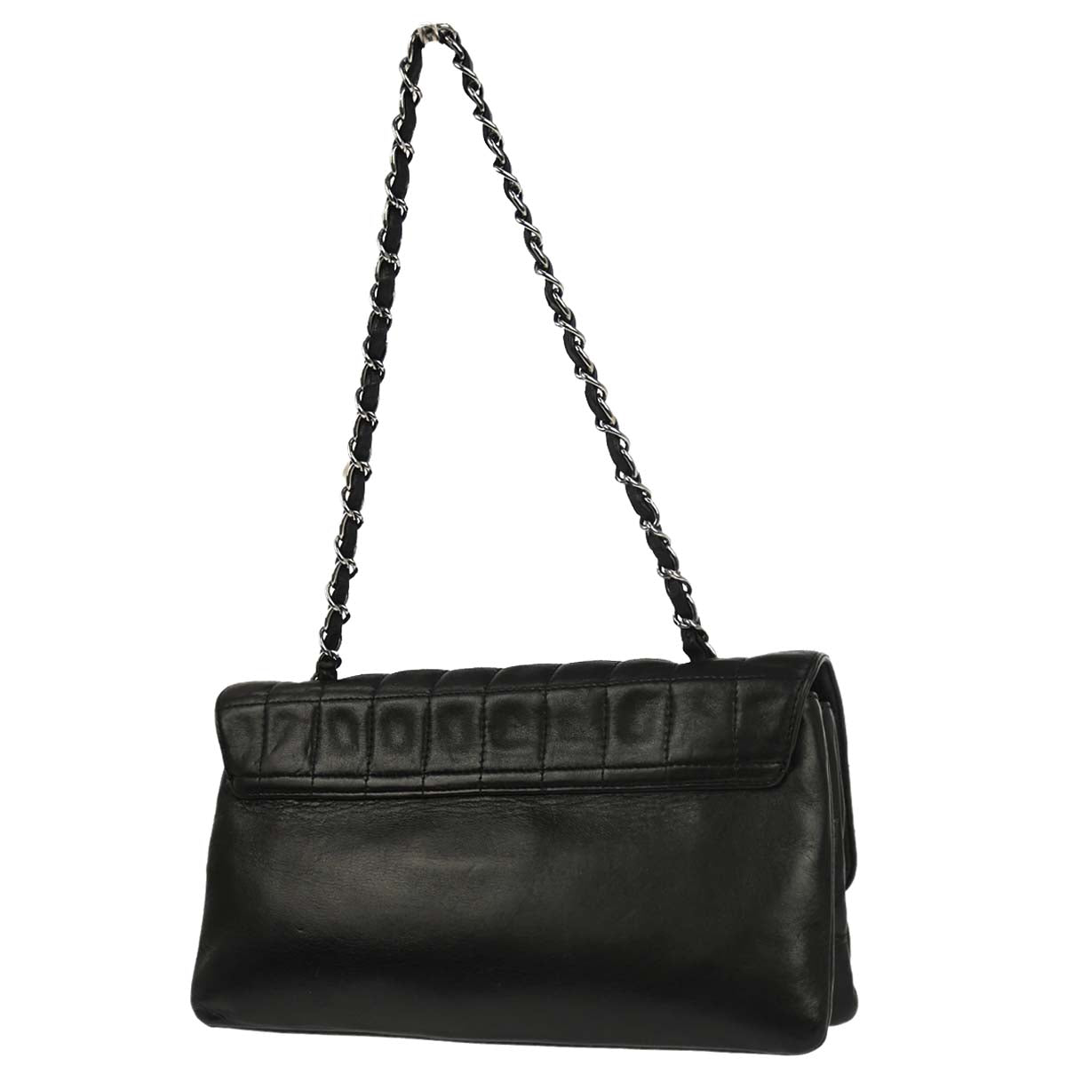 Chanel 2005-2006 Black Lambskin Choco Bar Mademoiselle Lock Handbag
