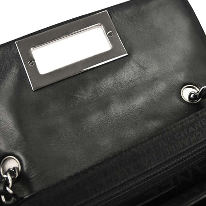 Chanel 2005-2006 Black Lambskin Choco Bar Mademoiselle Lock Handbag