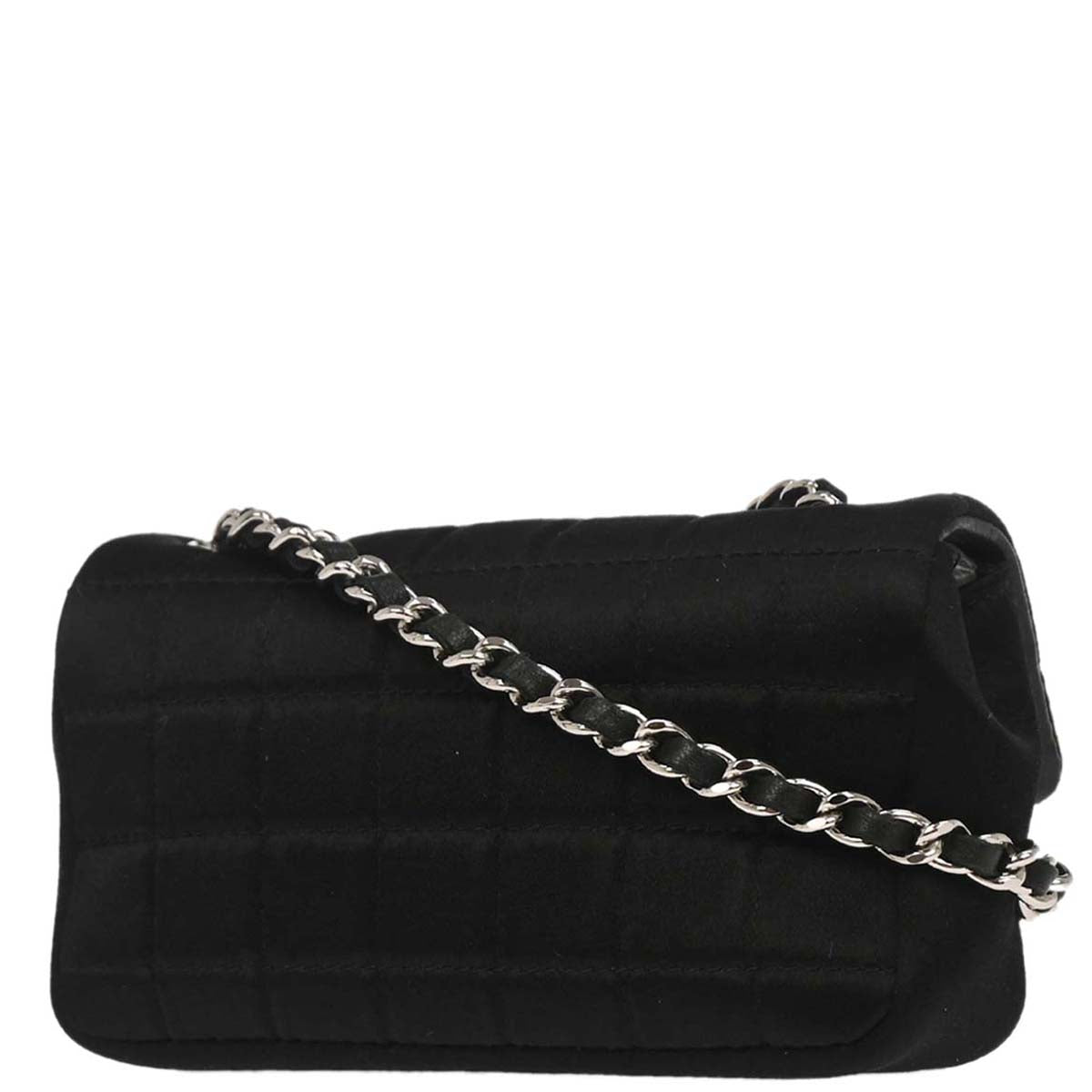 Chanel Black Satin Micro Classic Flap Shoulder Bag Pochette