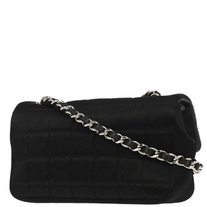 Chanel Black Satin Micro Classic Flap Shoulder Bag Pochette