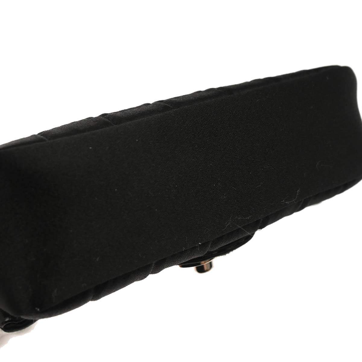 Chanel Black Satin Micro Classic Flap Shoulder Bag Pochette