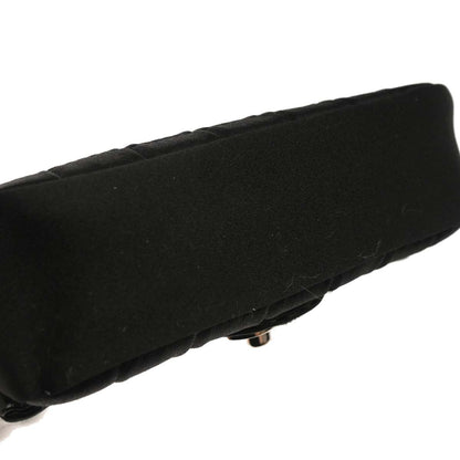 Chanel Black Satin Micro Classic Flap Shoulder Bag Pochette