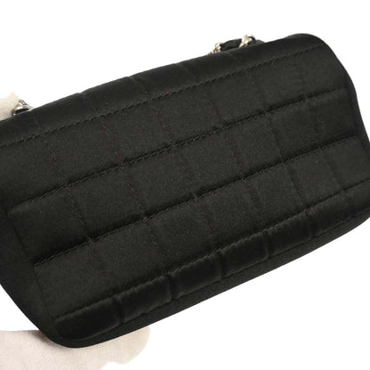 Chanel Black Satin Micro Classic Flap Shoulder Bag Pochette