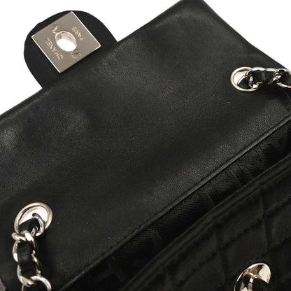 Chanel Black Satin Micro Classic Flap Shoulder Bag Pochette