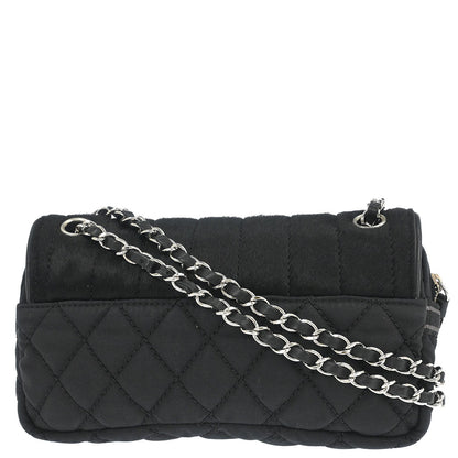 Chanel 2005-2006 Black Pony Hair Canvas Sport Line Flap Chain Shoulder Bag