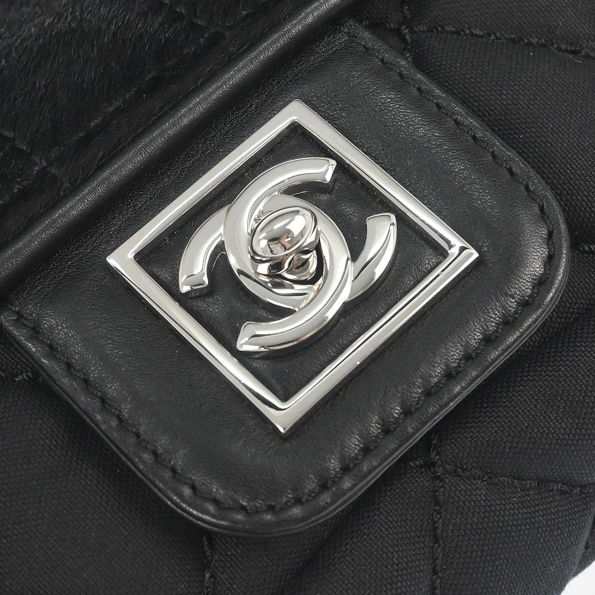 Chanel 2005-2006 Black Pony Hair Canvas Sport Line Flap Chain Shoulder Bag