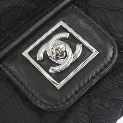 Chanel 2005-2006 Black Pony Hair Canvas Sport Line Flap Chain Shoulder Bag