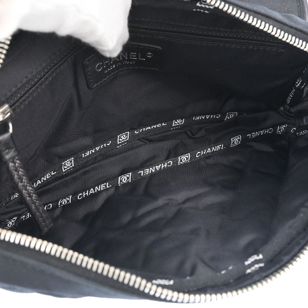Chanel 2005-2006 Black Pony Hair Canvas Sport Line Flap Chain Shoulder Bag