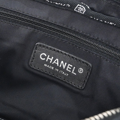 Chanel 2005-2006 Black Pony Hair Canvas Sport Line Flap Chain Shoulder Bag