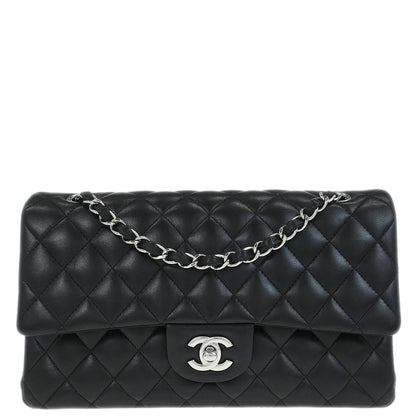 Chanel 2019 Black Lambskin Medium Classic Double Flap Shoulder Bag
