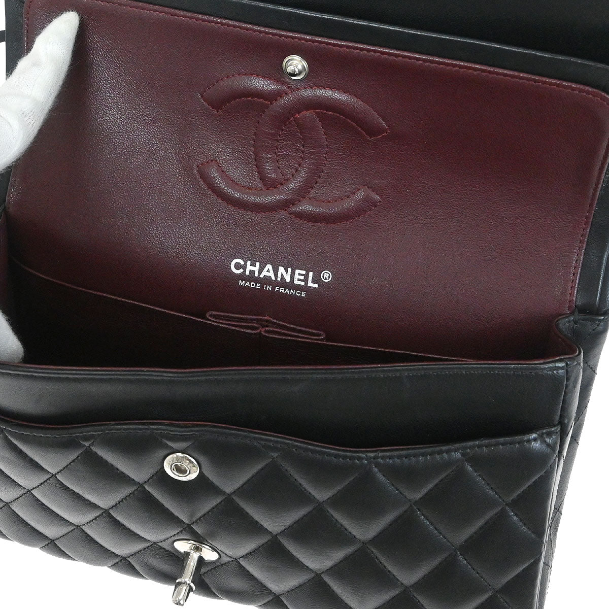 Chanel 2019 Black Lambskin Medium Classic Double Flap Shoulder Bag