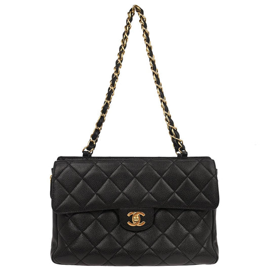 Chanel 2000-2002 Black Caviar Skin Handbag