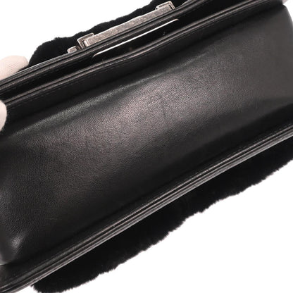 Boy Chanel Black Lambskin Fur Small Chain Shoulder Bag
