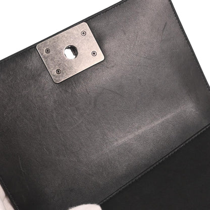 Boy Chanel Black Lambskin Fur Small Chain Shoulder Bag