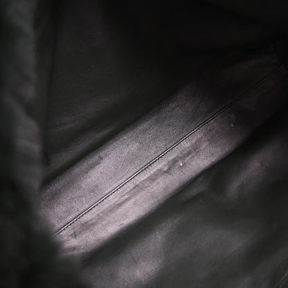 Chanel 2000-2002 Dark Green Lapin Fur Tote Shoulder Bag