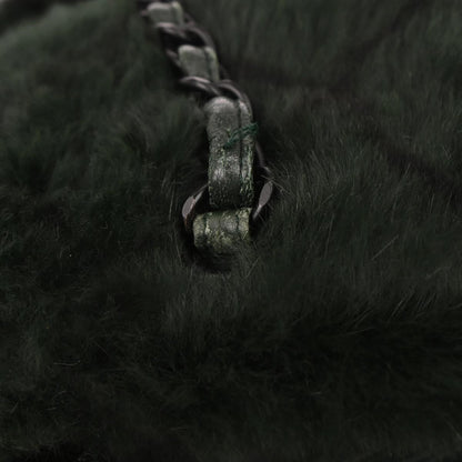 Chanel 2000-2002 Dark Green Lapin Fur Tote Shoulder Bag