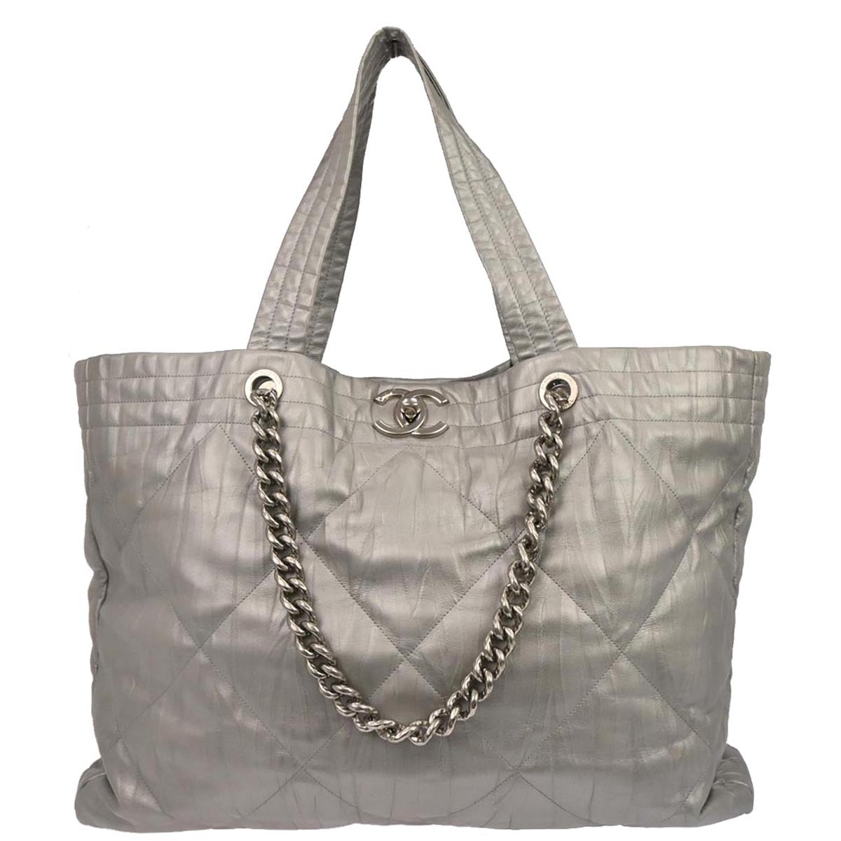 Chanel 2017-2018 Silver Calfskin Ground Control Tote Bag