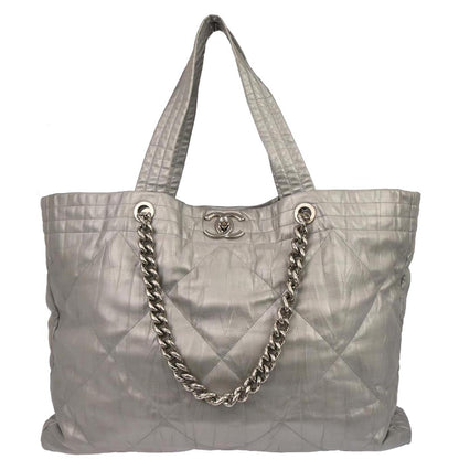 Chanel 2017-2018 Silver Calfskin Ground Control Tote Bag