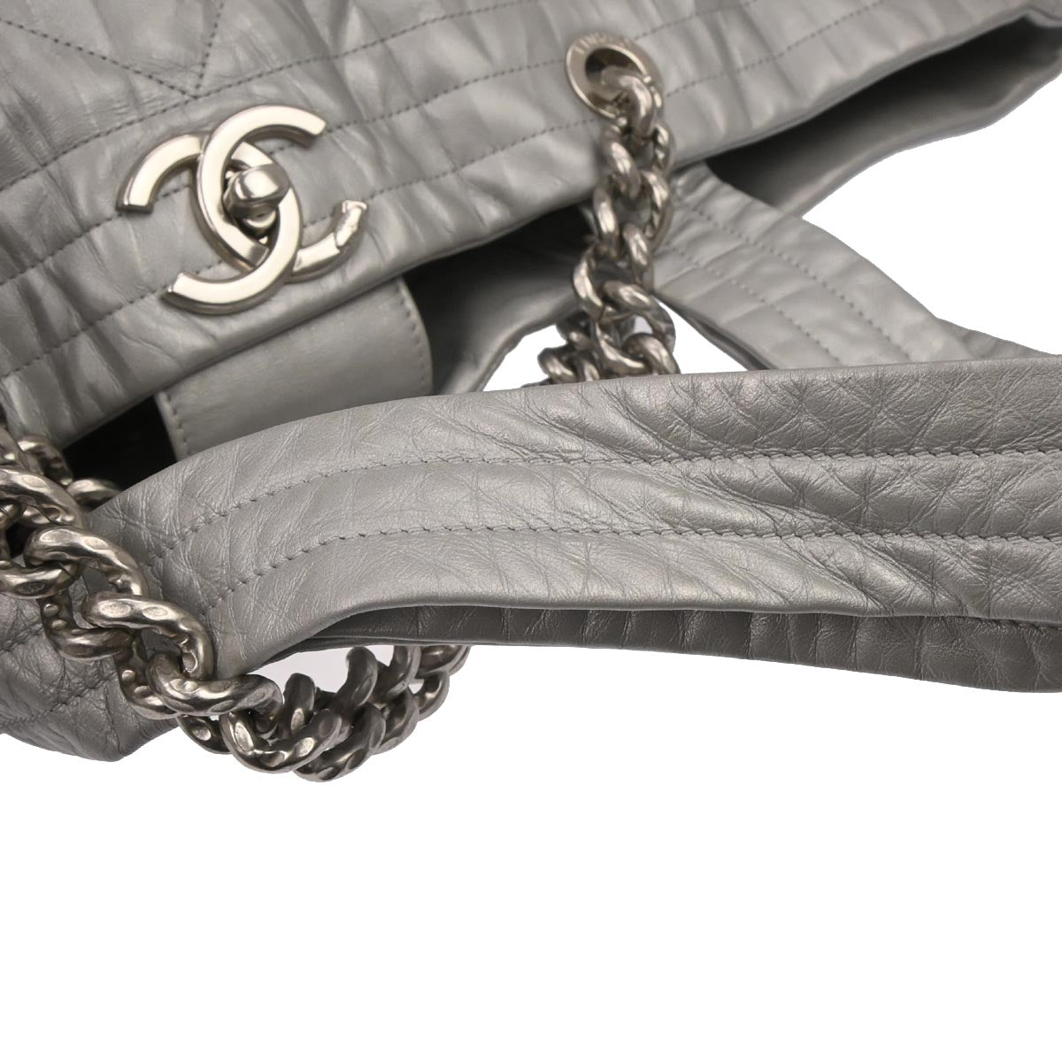 Chanel 2017-2018 Silver Calfskin Ground Control Tote Bag