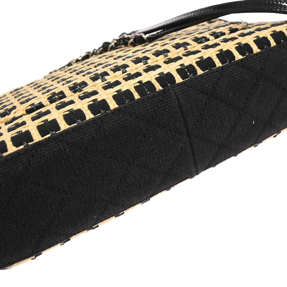 Chanel 2011 Beige Raffia Jumbo Mademoiselle Lock Shoulder Bag