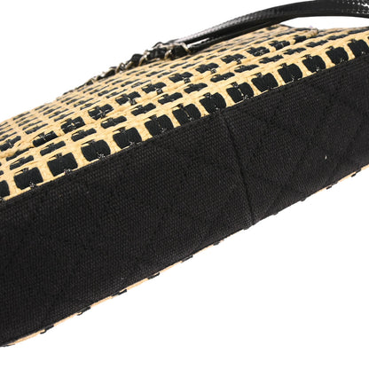 Chanel 2011 Beige Raffia Jumbo Mademoiselle Lock Shoulder Bag