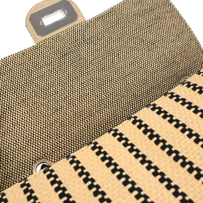 Chanel 2011 Beige Raffia Jumbo Mademoiselle Lock Shoulder Bag