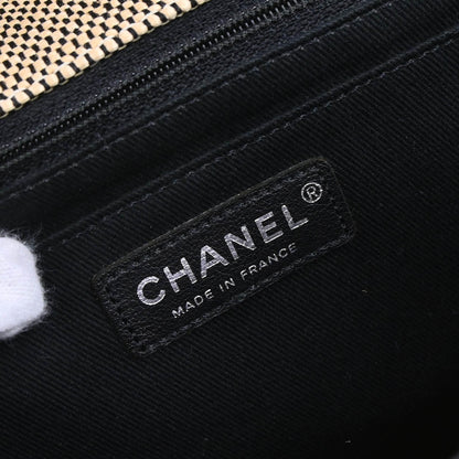 Chanel 2011 Beige Raffia Jumbo Mademoiselle Lock Shoulder Bag