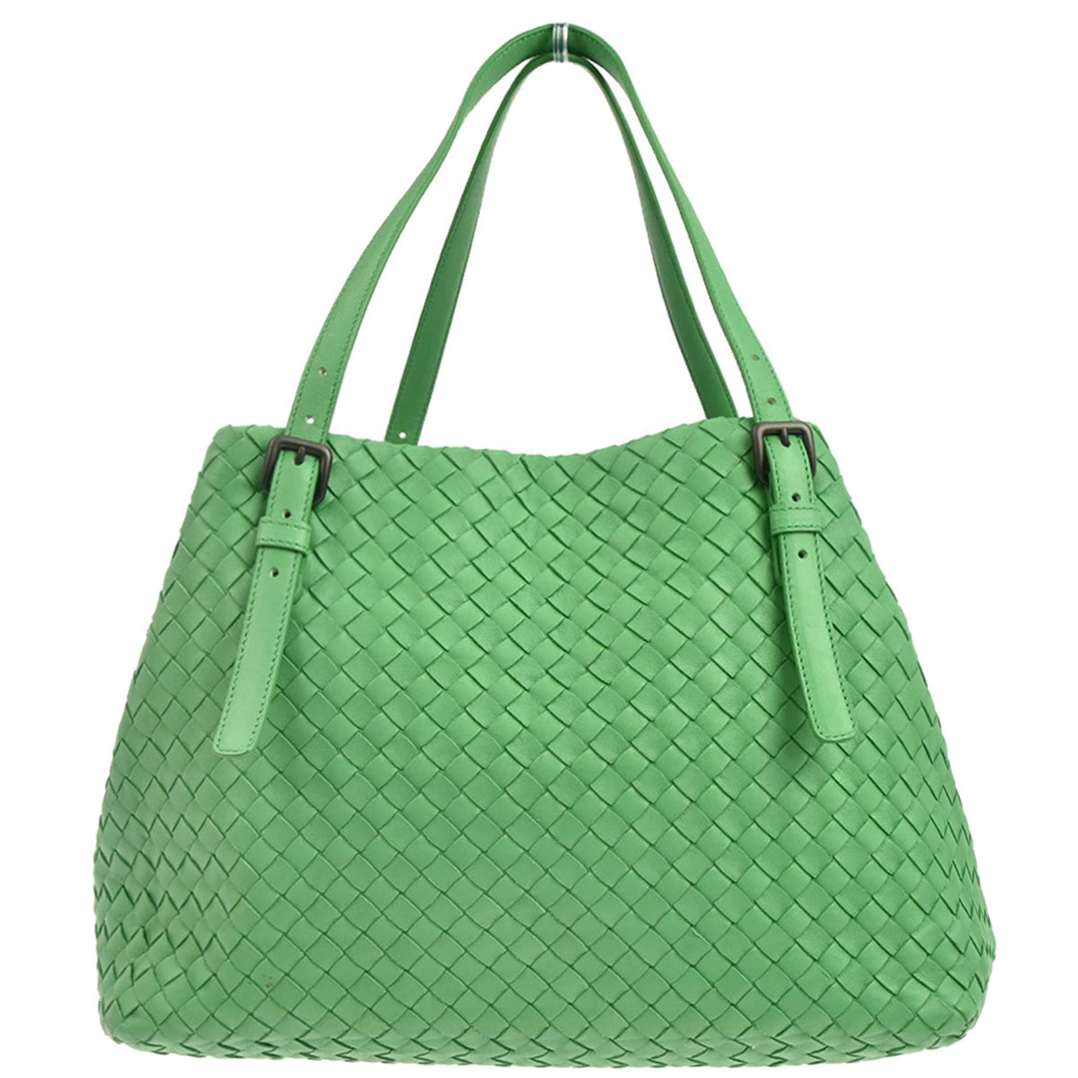Bottega Veneta Green Lambskin Intrecciato Tote Bag