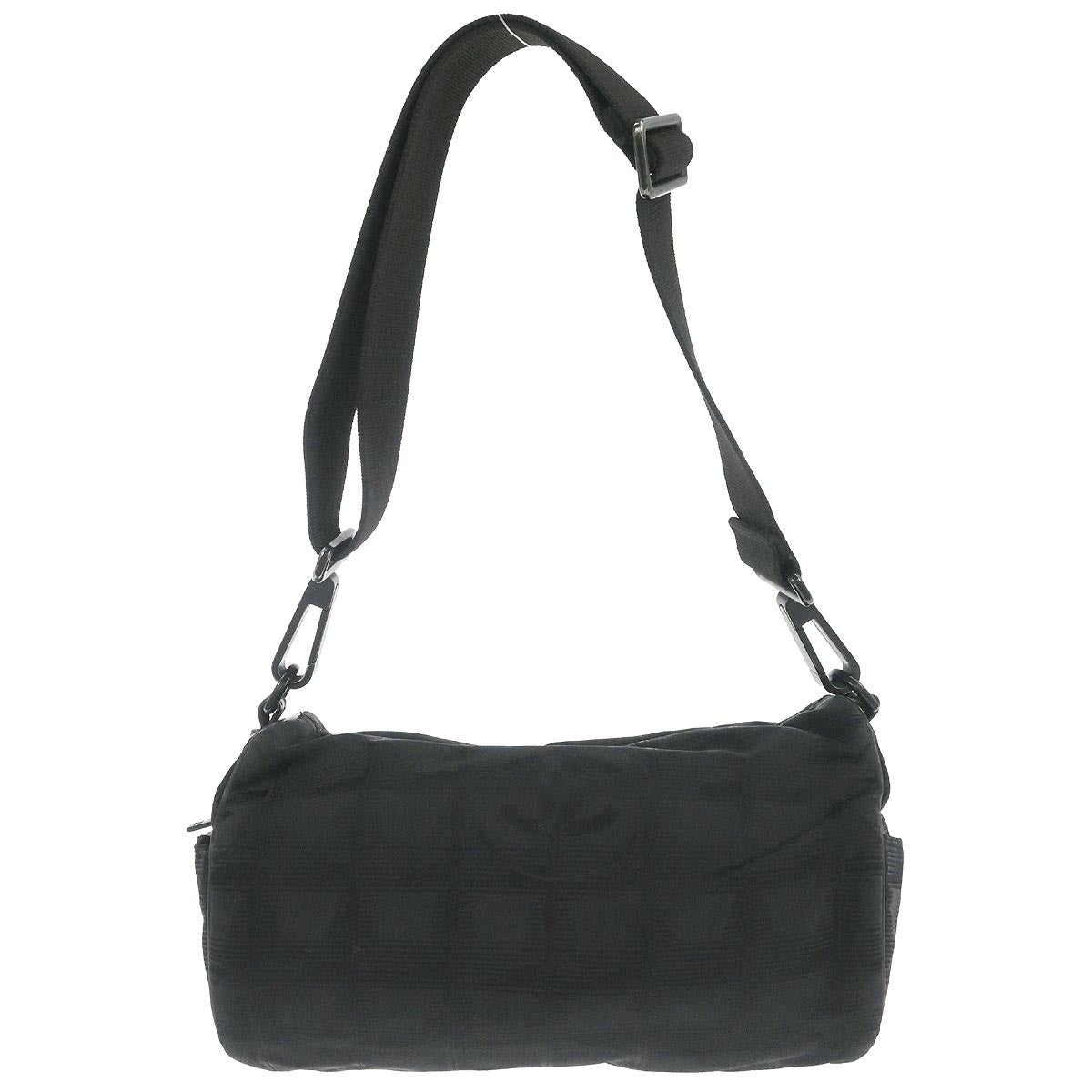 Chanel 2002-2003 Black Jacquard Nylon Travel Line Shoulder Bag