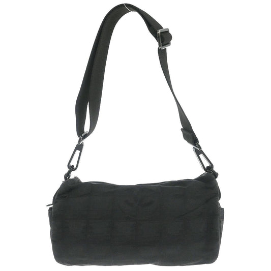 Chanel 2002-2003 Black Jacquard Nylon Travel Line Shoulder Bag