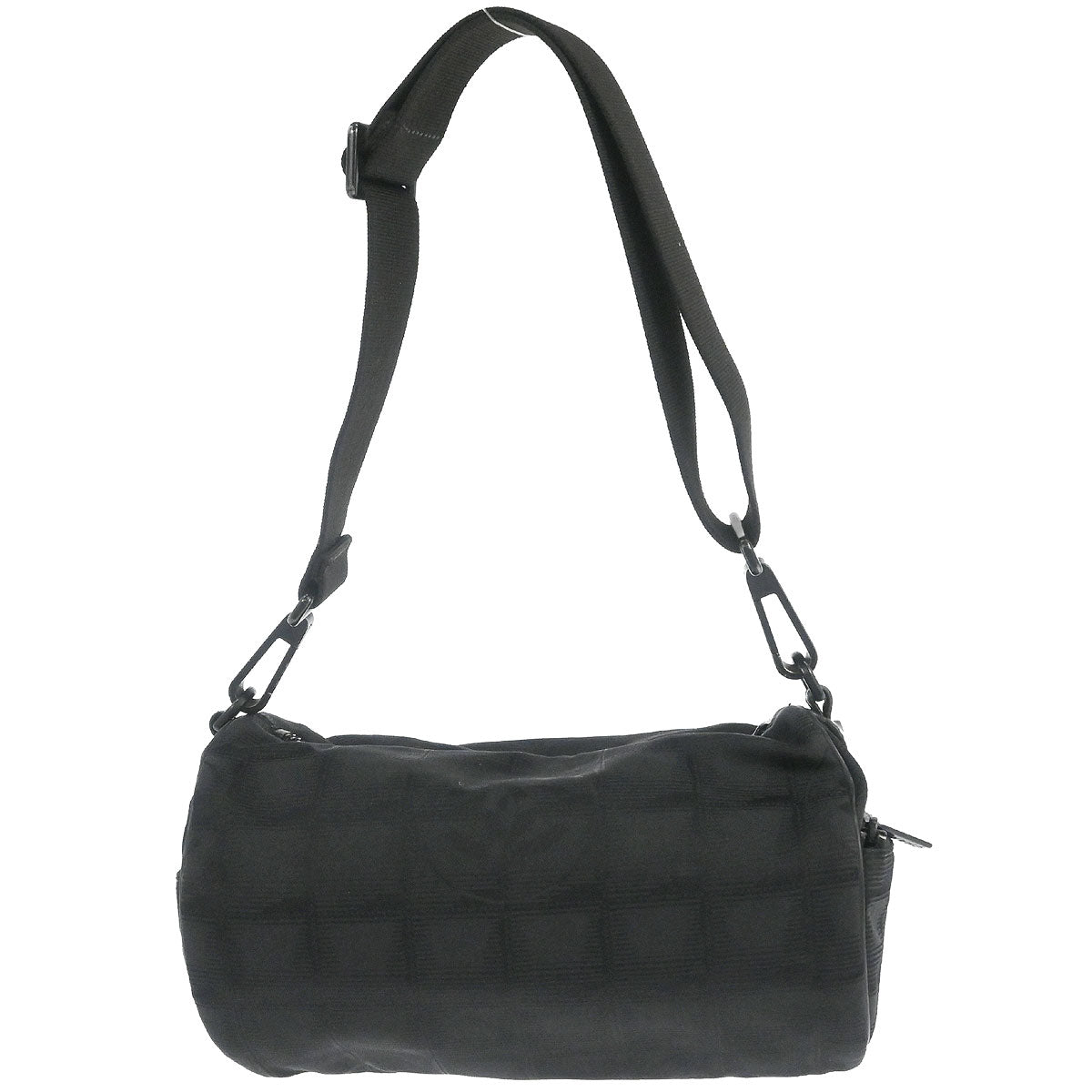 Chanel 2002-2003 Black Jacquard Nylon Travel Line Shoulder Bag