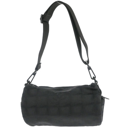 Chanel 2002-2003 Black Jacquard Nylon Travel Line Shoulder Bag