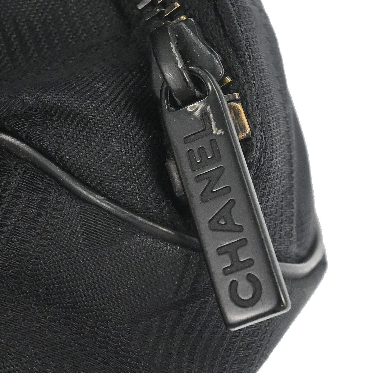 Chanel 2002-2003 Black Jacquard Nylon Travel Line Shoulder Bag