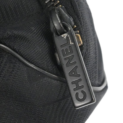 Chanel 2002-2003 Black Jacquard Nylon Travel Line Shoulder Bag