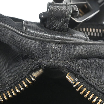 Chanel 2002-2003 Black Jacquard Nylon Travel Line Shoulder Bag