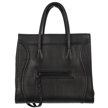 Celine Black Leather Phantom Luggage Tote Bag