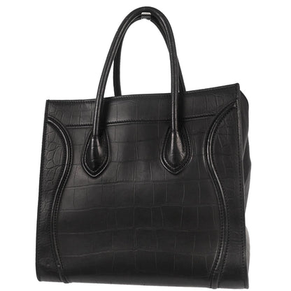 Celine Black Leather Phantom Luggage Tote Bag