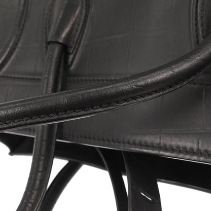 Celine Black Leather Phantom Luggage Tote Bag