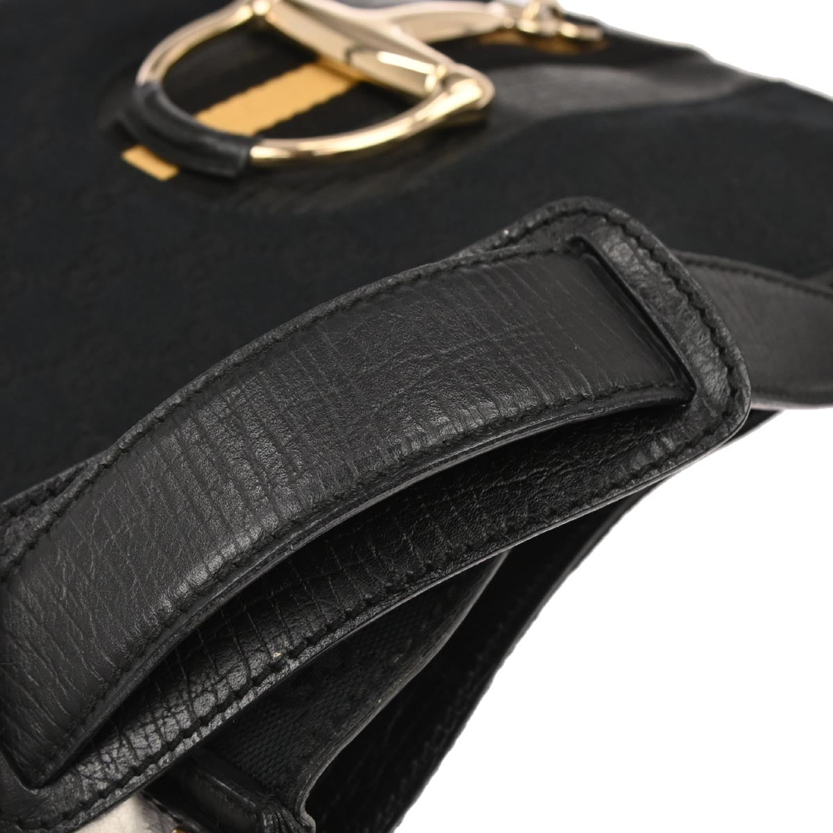 Gucci Black Horsebit GG Shoulder Bag