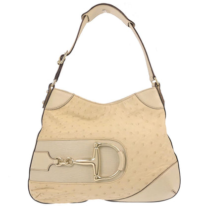 Gucci * Ivory Ostrich Horsebit Hobo Handbag