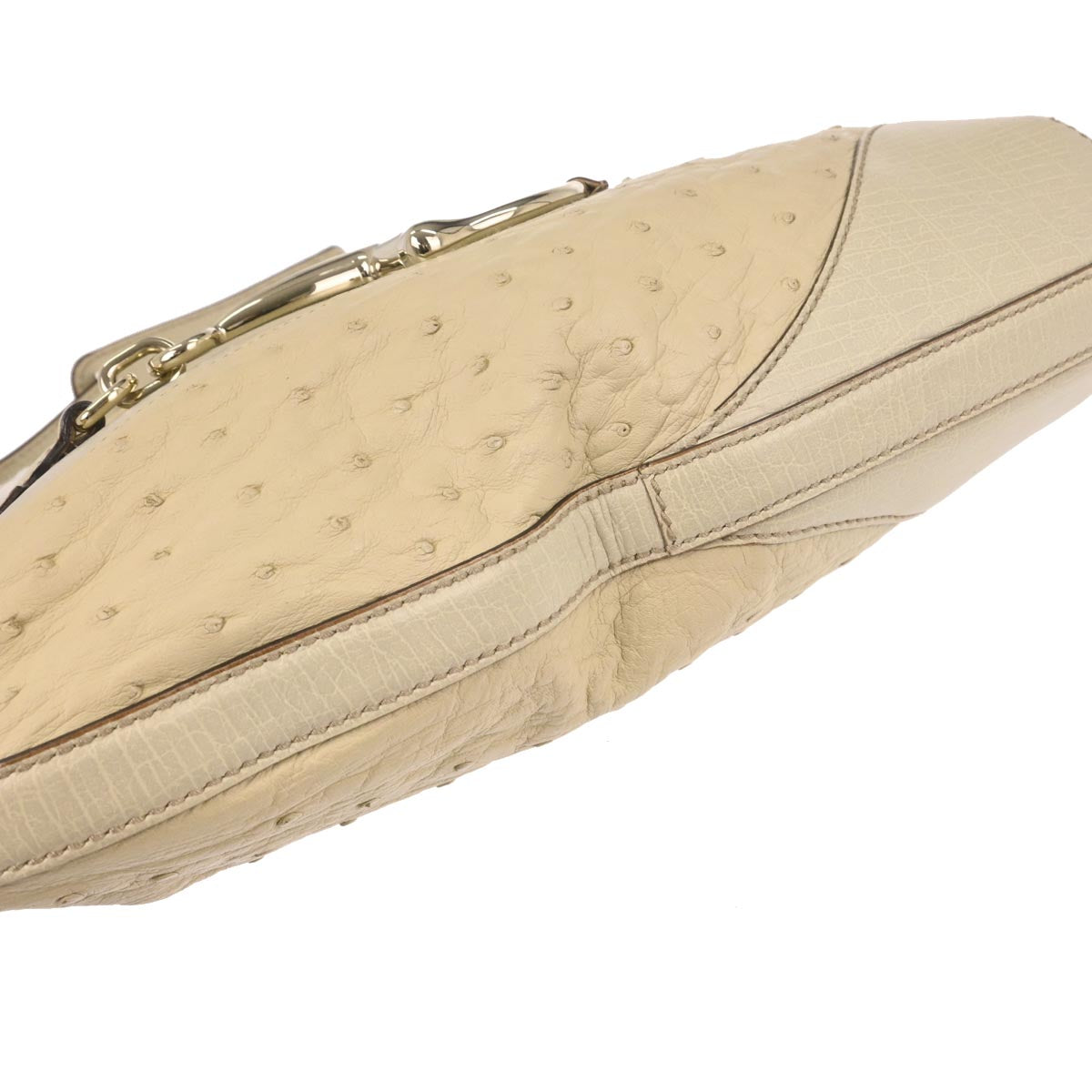 Gucci * Ivory Ostrich Horsebit Hobo Handbag