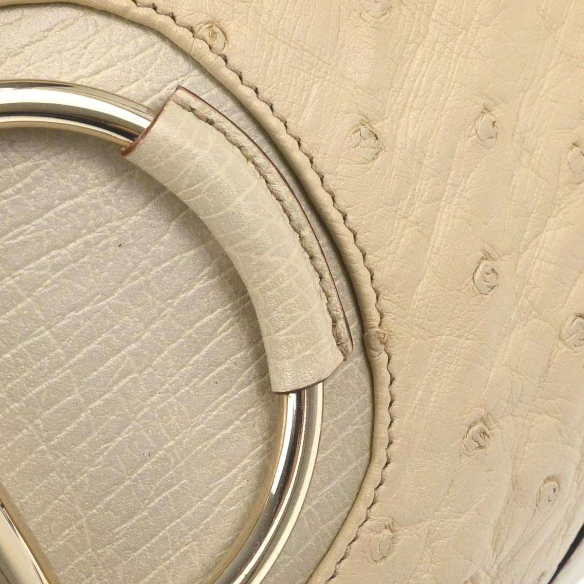 Gucci * Ivory Ostrich Horsebit Hobo Handbag