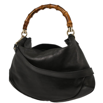 Gucci Black Bamboo 2way Shoulder Handbag