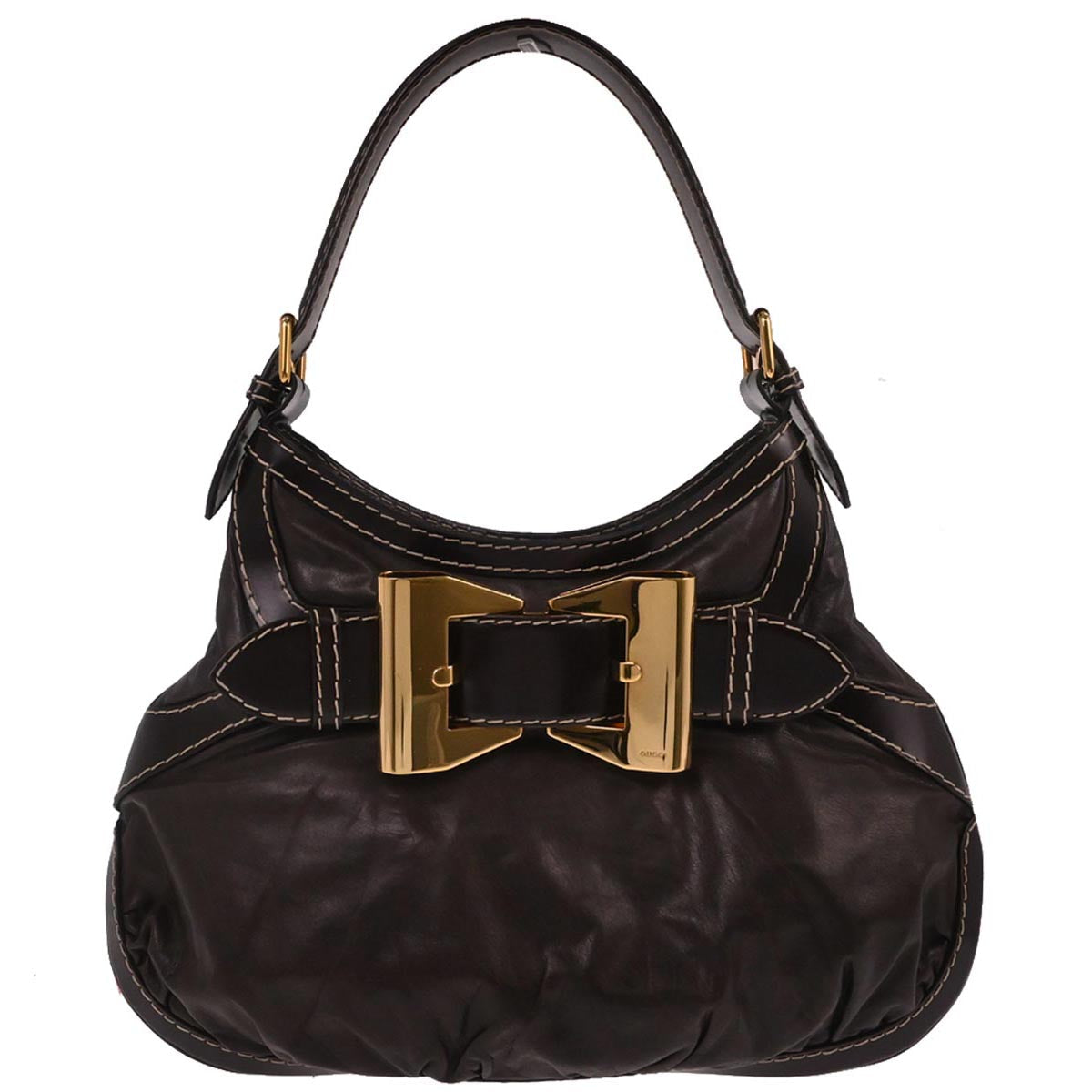 Gucci Brown Leather Queen Hobo Handbag