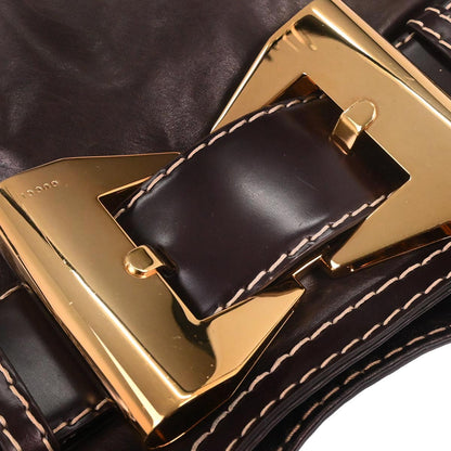 Gucci Brown Leather Queen Hobo Handbag