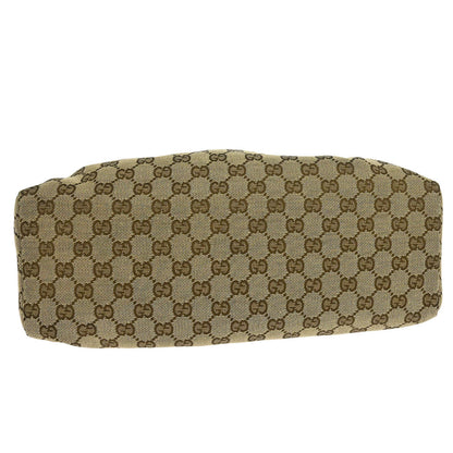 Gucci Beige Canvas GG Wood Handle Handbag