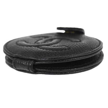 Chanel 2000-2002 Black Caviar Skin Compact Mirror Small Good