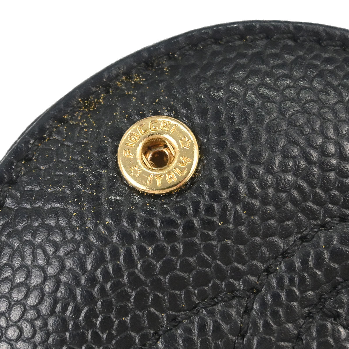 Chanel 2000-2002 Black Caviar Skin Compact Mirror Small Good